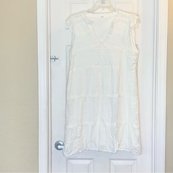 Maurice’s White Crochet V Neck Mini Dress Size Large - Picture 10 of 11